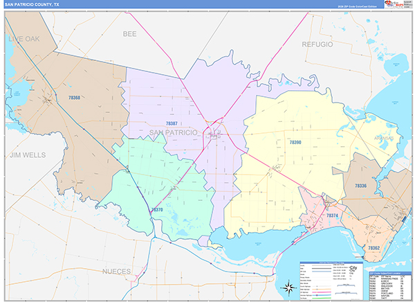 San Patricio County, TX Zip Code Map